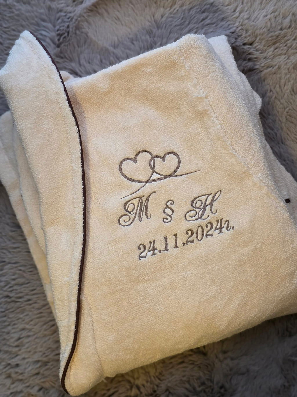 Комплект халати с бродерия — инициали и дата за двойки