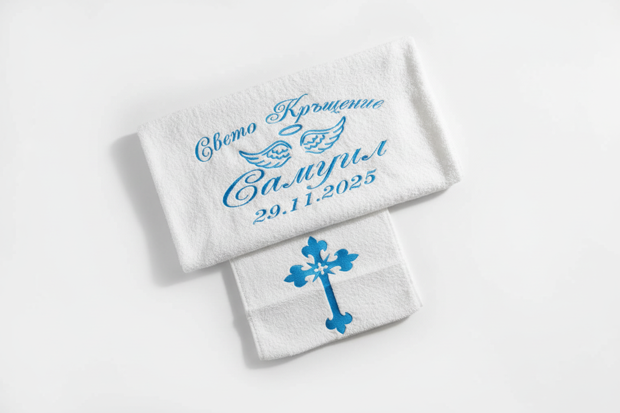 Кръщелна кърпа с персонална бродерия "Свето Кръщение"